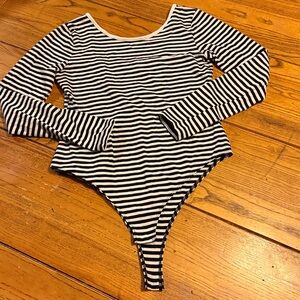 Black and White Striped Bodysuit